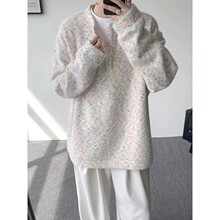 彩色亨利领针织卫衣男款秋季美式复古慵懒风毛衣vintage情侣外套