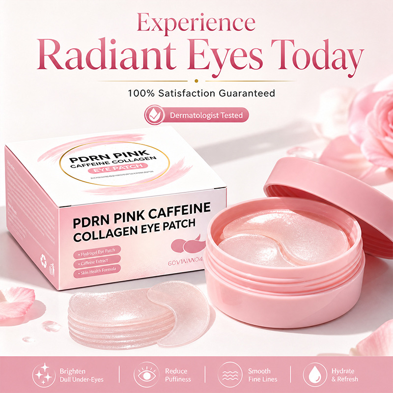 Cross-Border Pink Peptide Collagen Eye Mask, Daily Lightweight and Skin-Friendly Pdrn Salmon Dna Moisturizing Bottled Eye Mask
