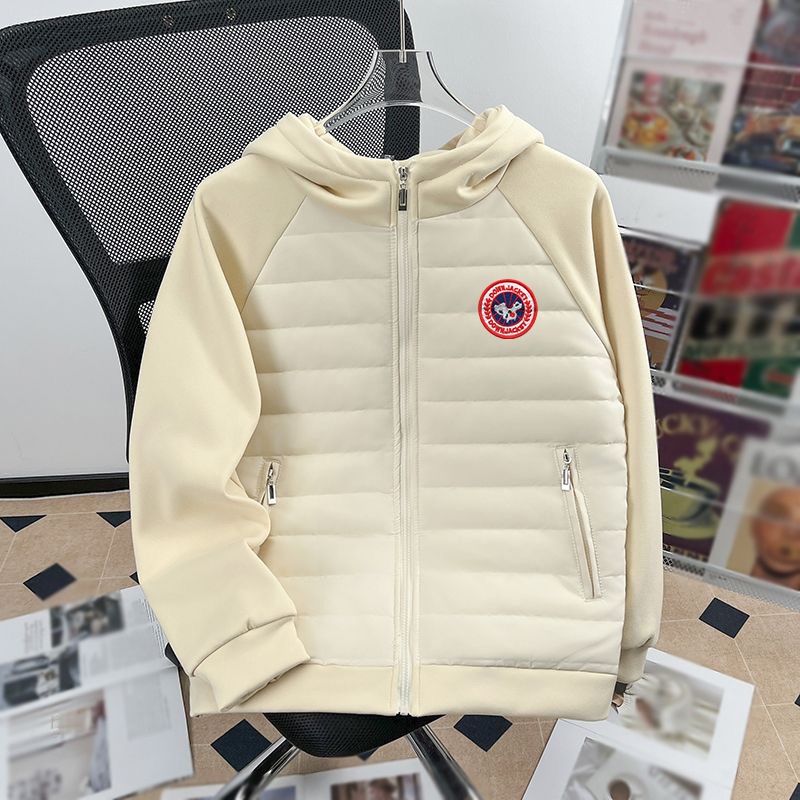 Other Embroidered Hooded Hybrid Puffer Jacket Beige