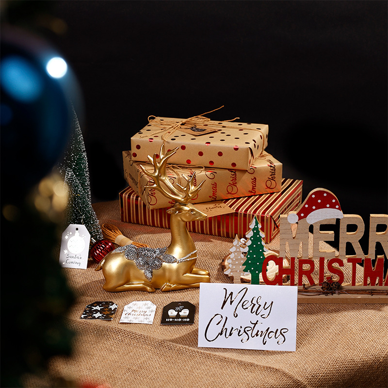 Transfronterizo Amazon kraft papel de embalaje de Navidad estampado punto aleatorio regalo papel de embalaje DIY en stock al por mayor