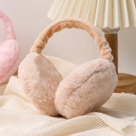 秋冬汉堡女防风耳罩加绒保暖男便携耳罩冬季加厚仿兔毛毛绒耳套