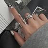 Silver washing, retro fashionable ring hip-hop style, silver 925 sample, punk style, on index finger