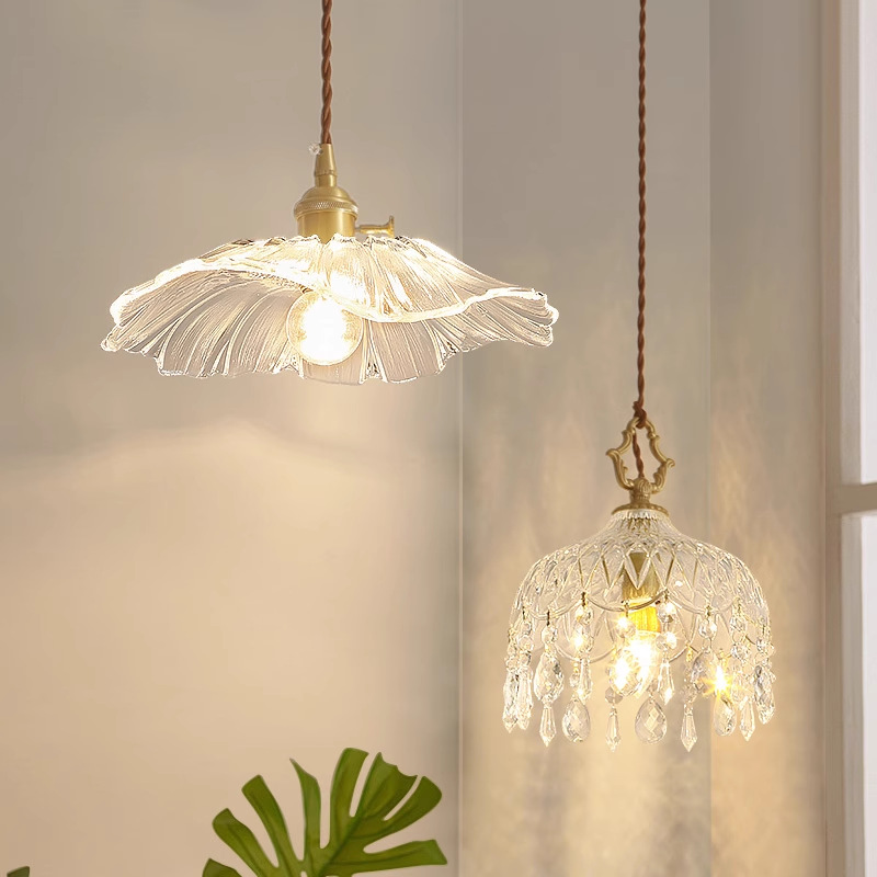 Francés retro cabezal de cama pequeño candelabro pasillo balcón armario de cristal americano lámparas de cobre cálidas románticas