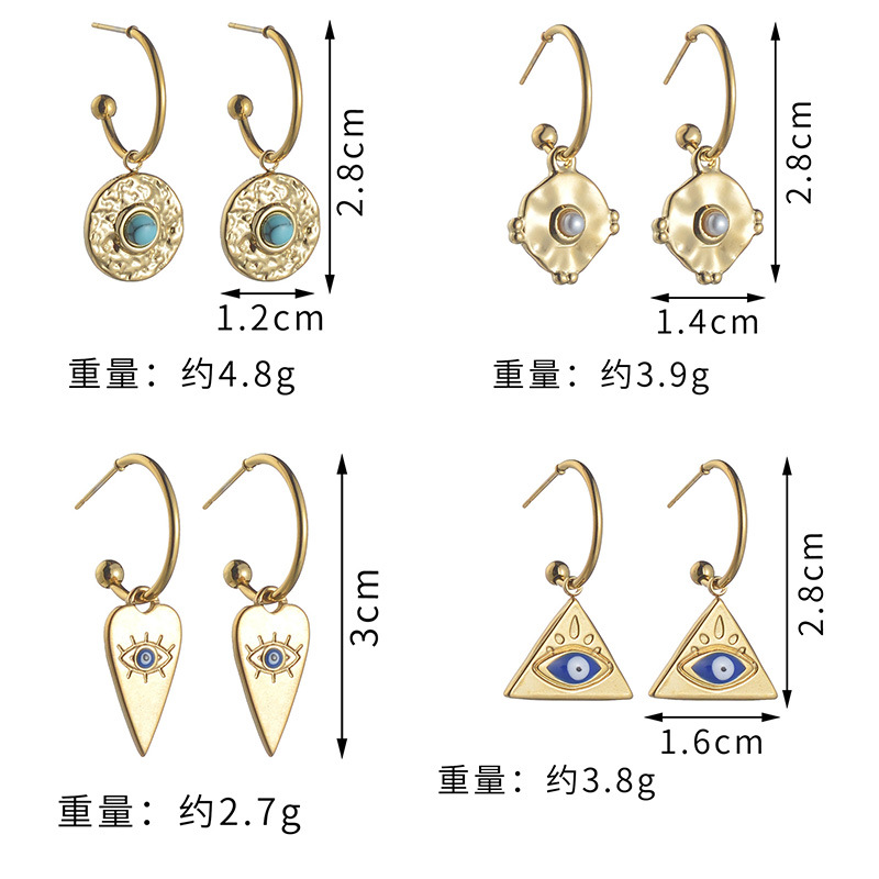 European And American New Eye Personality Retro Titanium Steel Earrings display picture 1