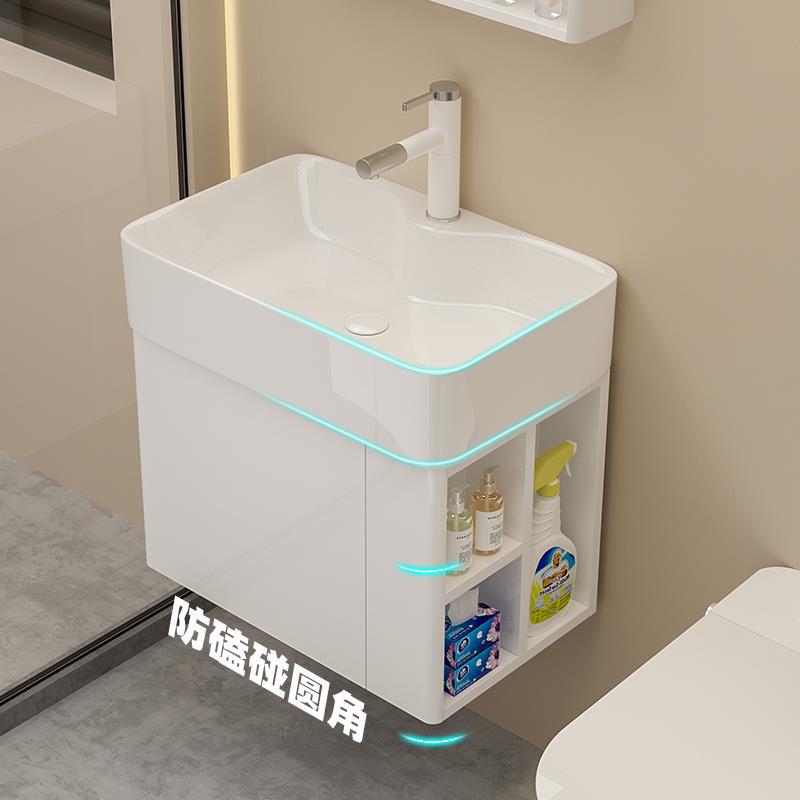 Arco lateral de acero inoxidable baño gabinete combinación pequeño apartamento lado Lavado de Manos lavabo de cerámica integrado