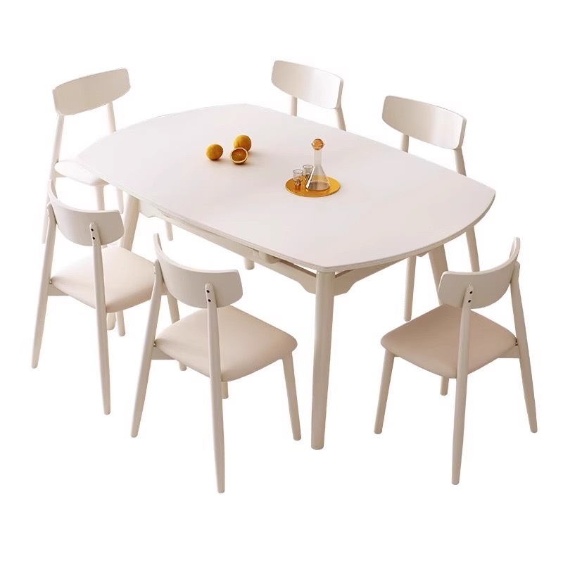 Cremoso viento nórdico madera maciza mesa telescópica nórdico pequeño hogar roca placa cuadrada redonda de doble uso japonés tabla de registro