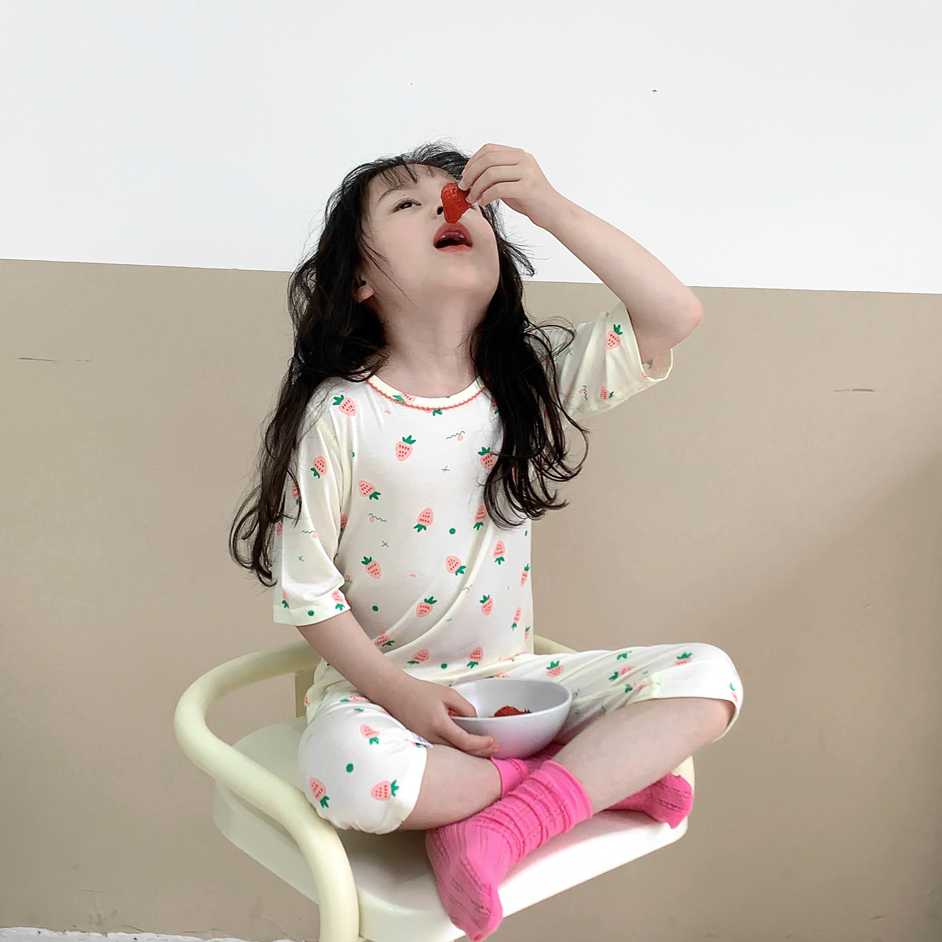 Pijamas para niños verano estilo fino Yasser niño manga tres cuartos encaje bebé aire acondicionado ropa traje de servicio a domicilio para niñas