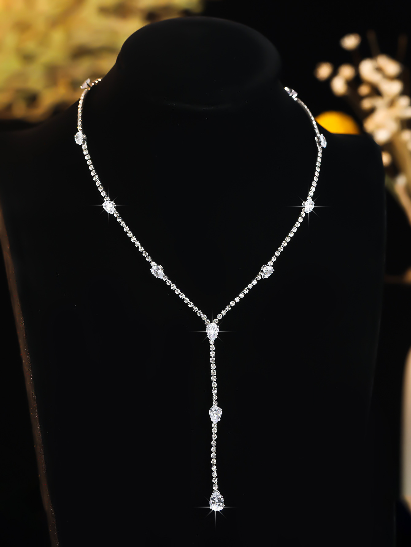 Zirkon glänzende Damen Ohrringe Halskette Hochzeit Brautkleid Zubehör Mode Temperament Schmuck_voghion.com