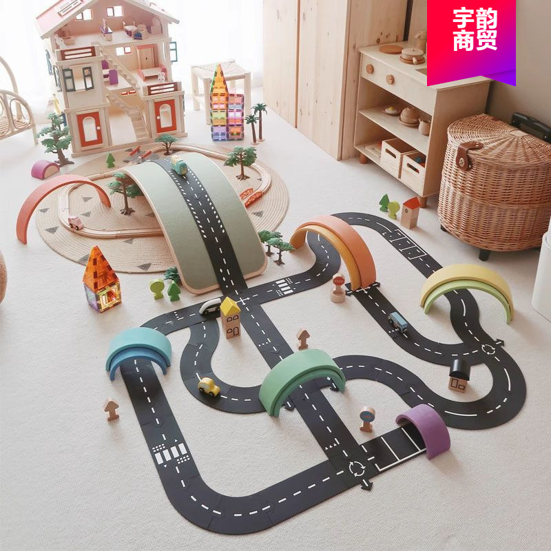 Kindergarten Kidsren's Construction Area Ins Splicing Car Track Highway Construction Pvc Soft Plastic Puzzle Toys