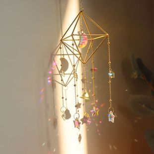 Ins Light and Shadow Crystal Wind Chime Hanging Decoration Fairy Style Birthday Gift for Best Friend Dream Catcher Room Decoration Items