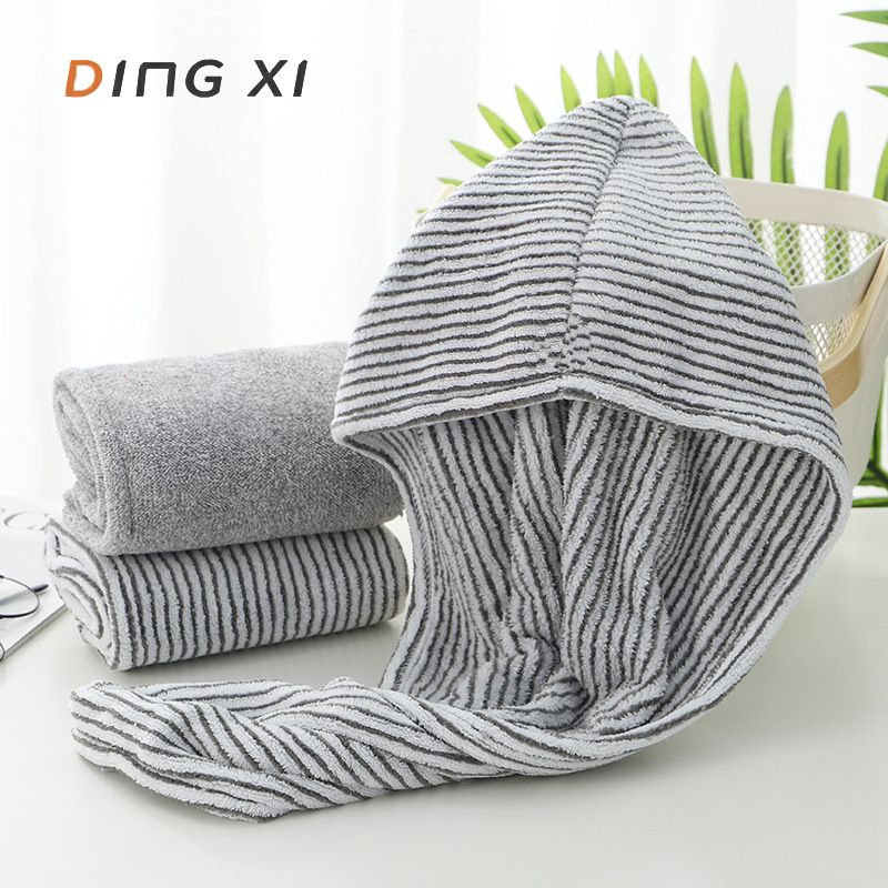 Coral Velvet Dry Hair Cap Bamboo Charcoal Fiber Women's Hair Towel Absorbent Shower Cap Turban Absorbent Quick-Drying