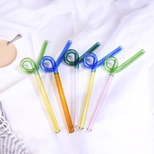 拼色玻璃吸管彩色扭扭异形环保可重复使用的高硼硅玻璃弯吸管
