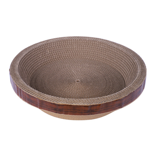 Wholesale Large Elliptical Round Corrugated Cardboard Cat Scratch Mat Integrated Scratch Cat Toy Cat Scratching Bowl Cat Supplies