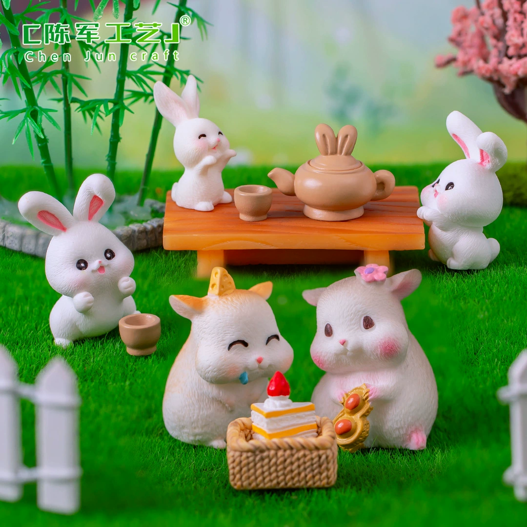 Micro landscape, creative rabbit, decorations with accessories, table accessory, DIY decoration