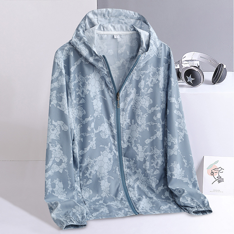 Couple Jacket Men's 2024 Summer New Men's Casual Jacket Trendyy Sports Sun Protection Clothing Men's Summer Wear Light Blue