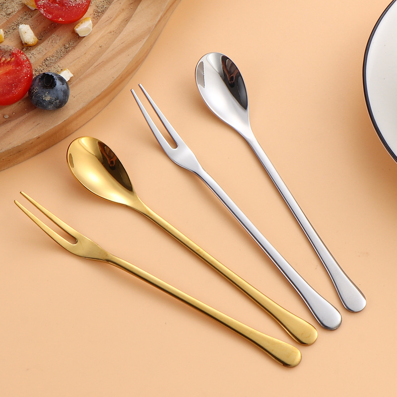 304 horquilla de frutas de acero inoxidable creativa postre de helado cucharada condimento de café miel horquilla de pastel de luna