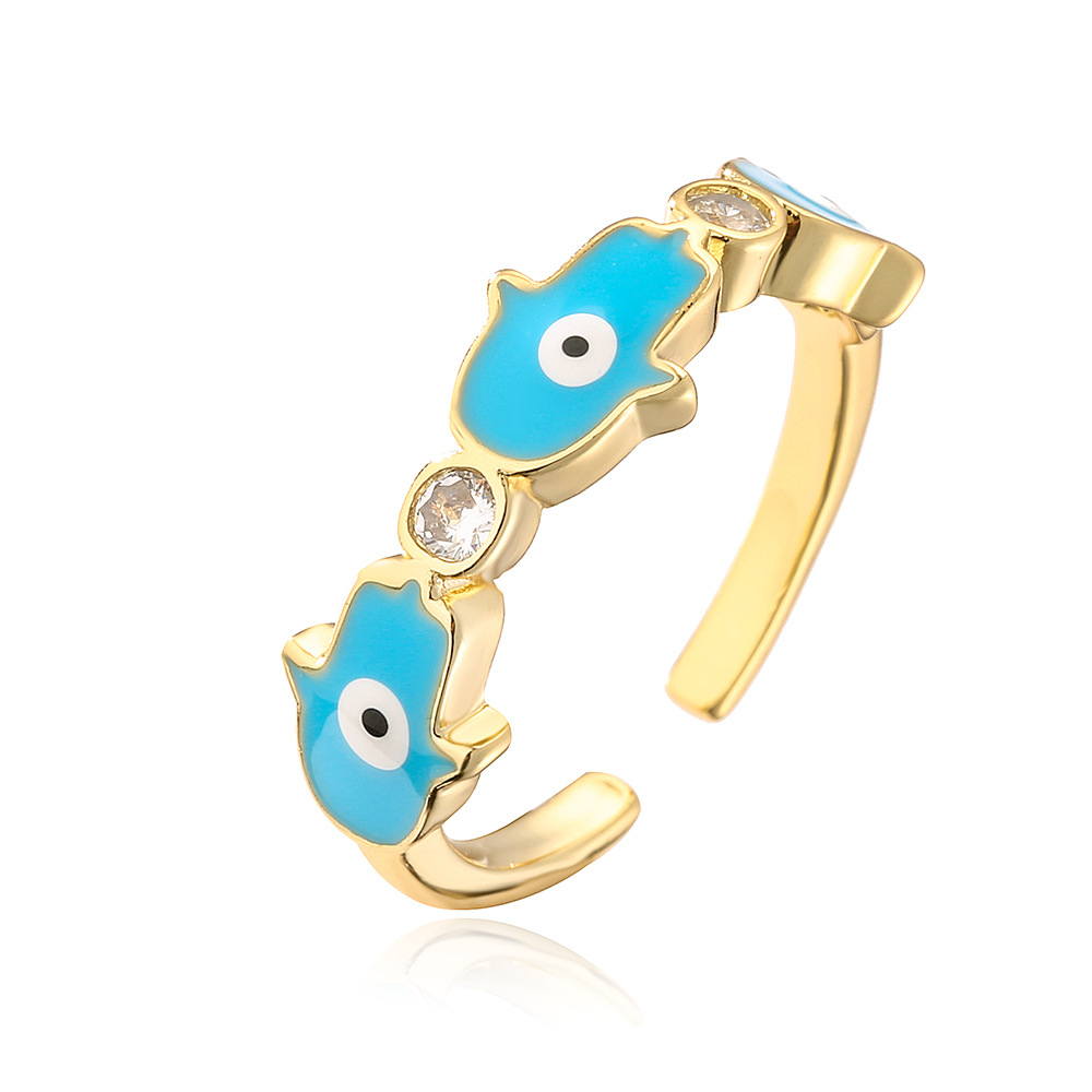 Fashion Glasses Copper Inlay Zircon Open Ring 1 Piece