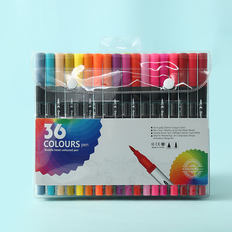 Bolígrafo de acuarela de doble punta, 120 colores, lavable, respetuoso con el medio ambiente, juego de pinceles para niños, pintura artística para estudiantes, bolígrafo de línea de gancho a base de agua