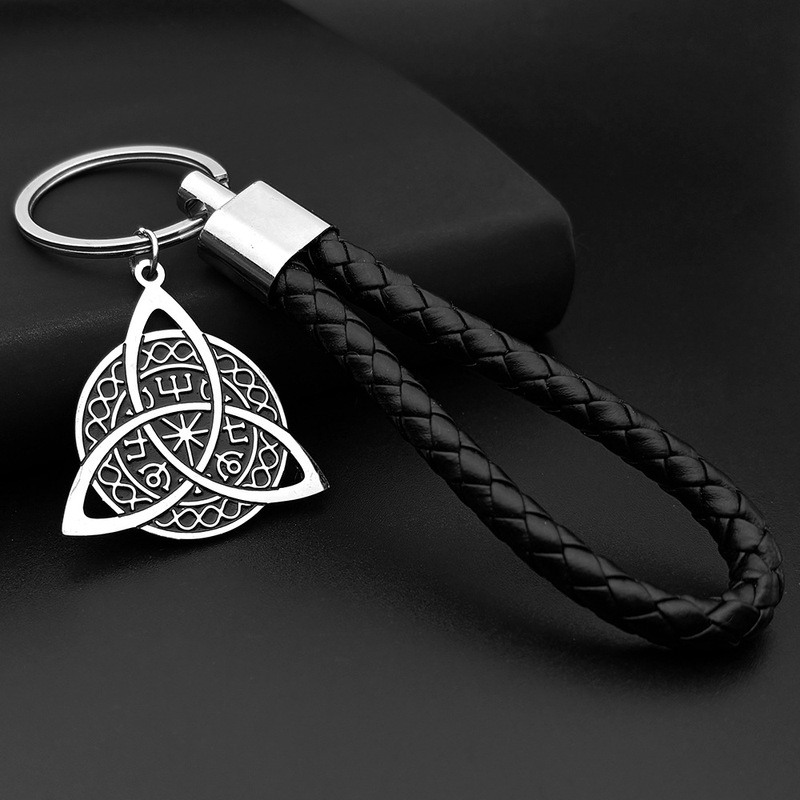 Cross-Border Three-Zone Leg Map Nordic Viking Compass Stainless Steel Keychain Witch Celtic Knot Jewelry Pendant