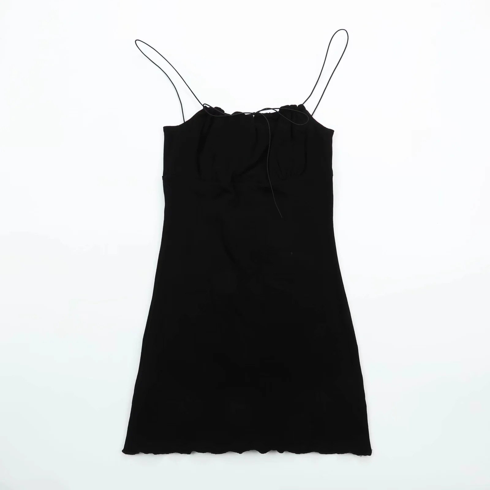 lace-up solid color slim rubber band sling dress NSHS61776