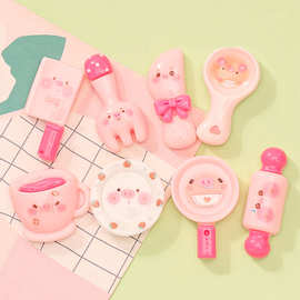 可爱猪猪餐具刀叉勺子碟 diy奶油胶手机壳钥匙扣发夹头绳树脂饰品