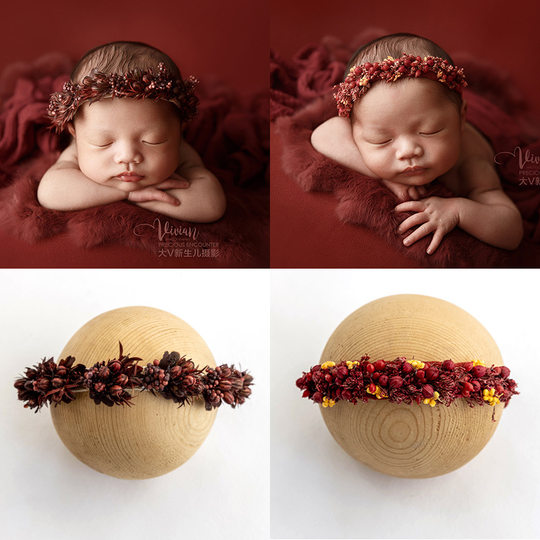 Photo studio photography props full moon photo newborn baby confinement photo baby handmade headdress flower baby headdress headband