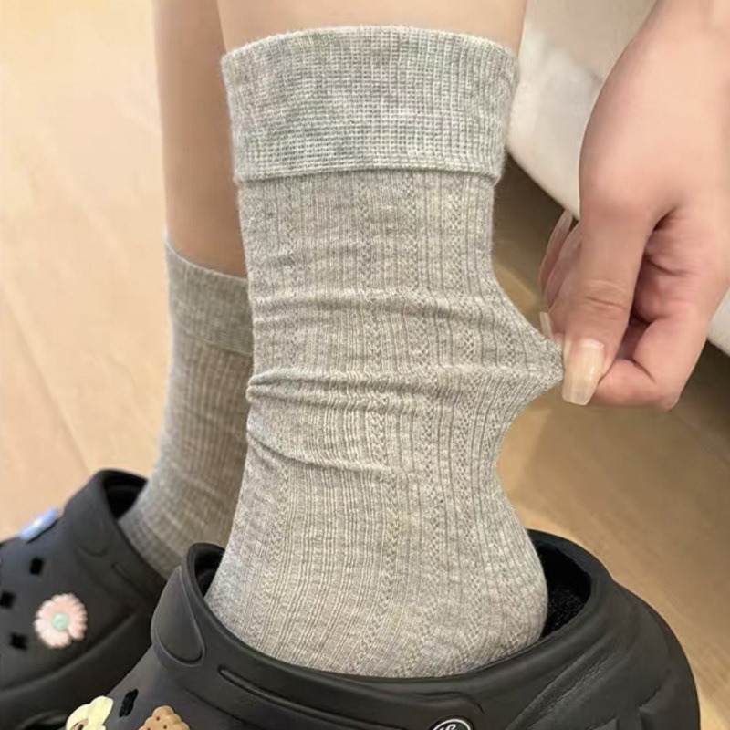 Cotton cute summer thin knee socks, mid-length