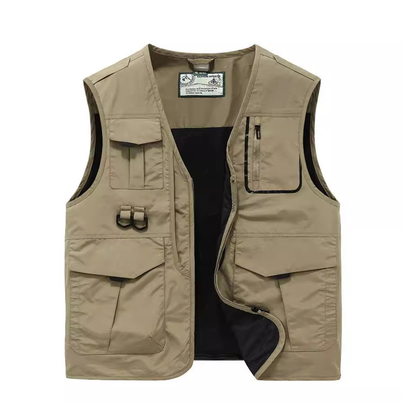 Summer Thin Breathable Multifunctional Tooling Tactical Vest Spring and Autumn Men's Loose Fishing Photographer Vest Jacket