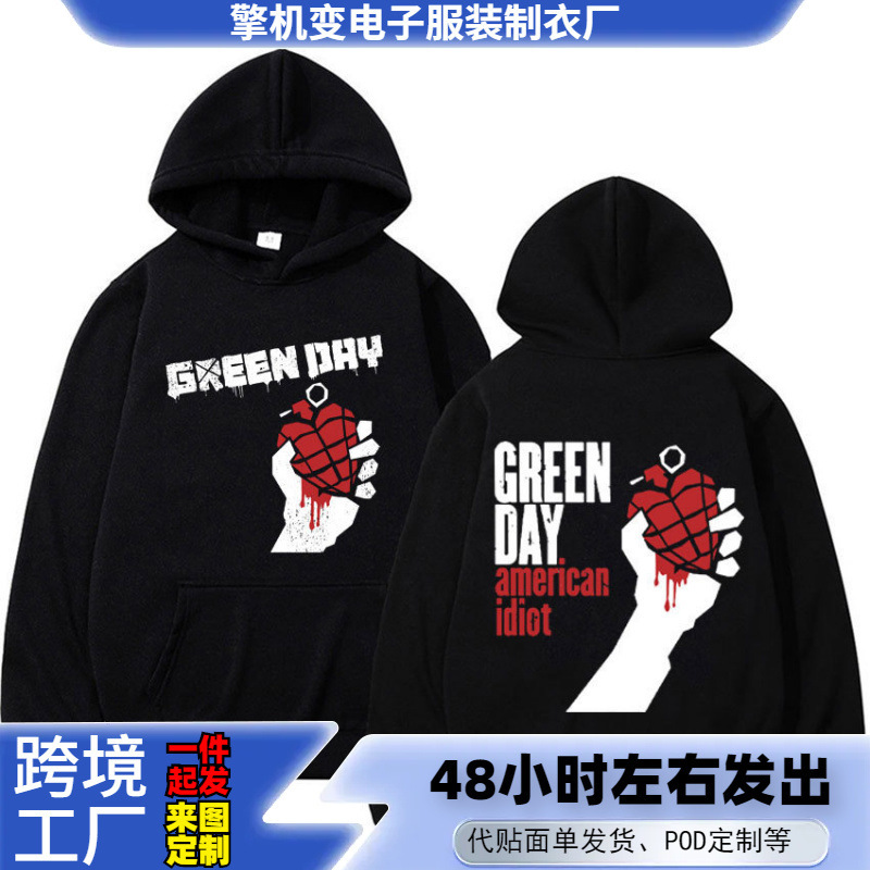 Rare Punk Band Green Day American Idiot Printed Sweatshirt Men's Clothing Gothic Harajuku Retro Sweatshirt Men's Casual