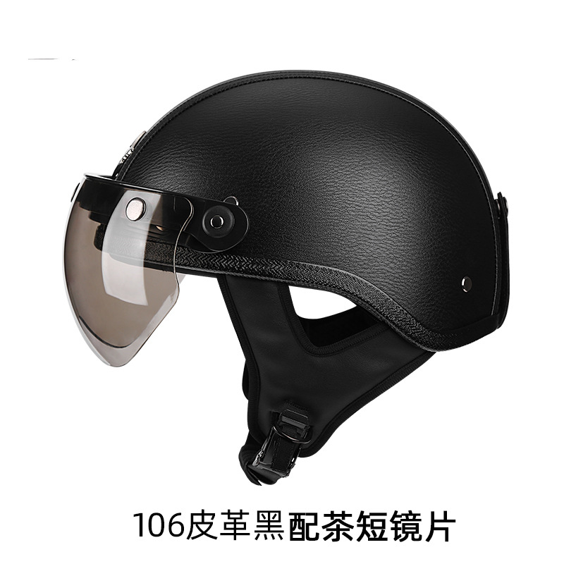 Cross-border retro Harley helmet for all seasons, unisex, personalized half-helmet cycling helmet, electric bike helmet, handmade leather helmet