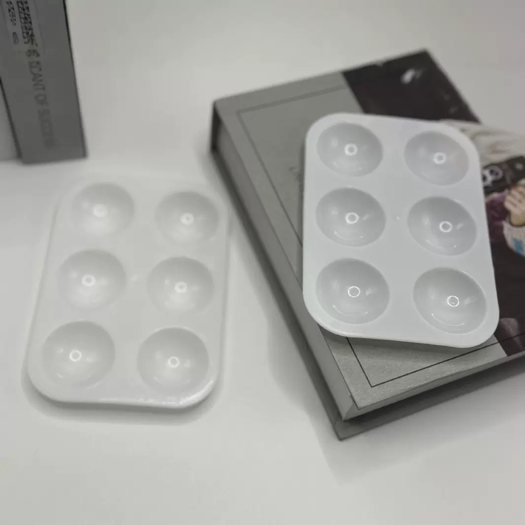 水彩调色盘6孔塑料长方形美术绘画白色加厚儿童简易水粉调色环保