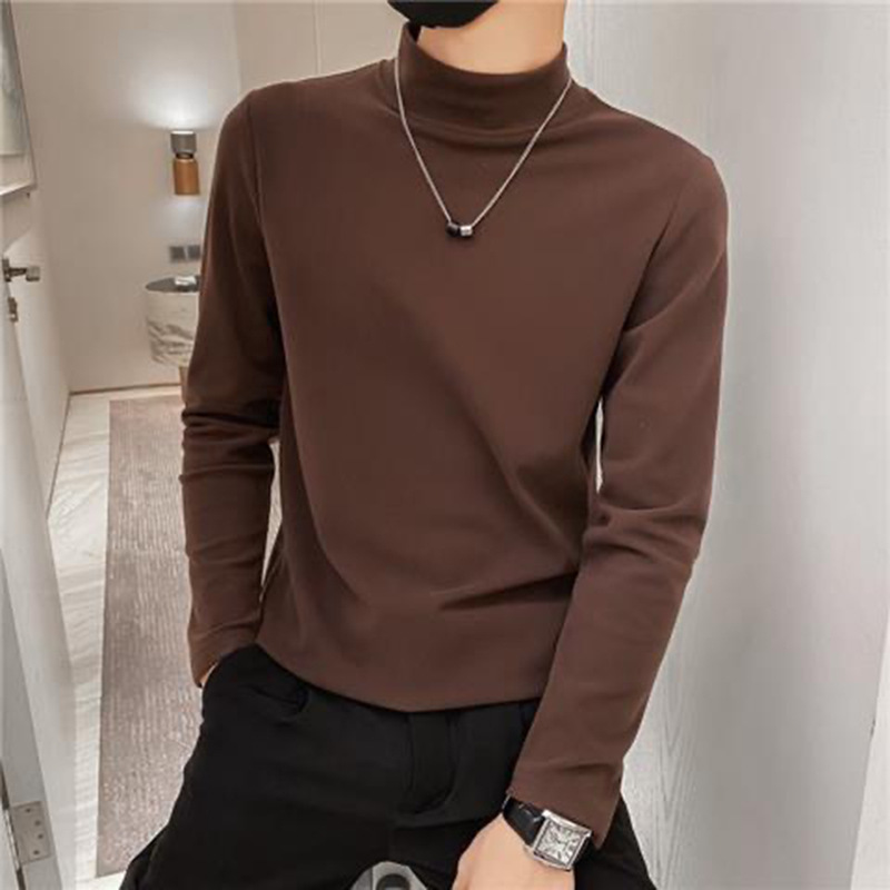 저먼 벨벳 하프 터틀넥 브라운