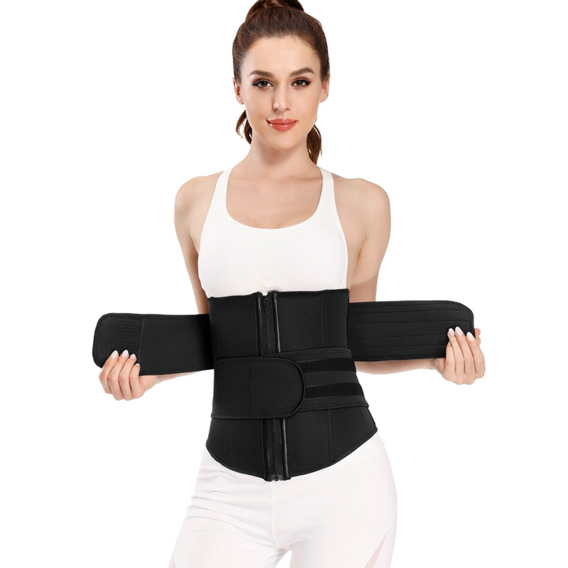 Cinturón doble con cremallera, soporte de 9 huesos de acero, neopreno, entrenador de cintura de fitness, fajas de alta calidad