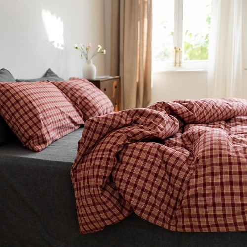 Full-cotton Color-woven Washed Cotton Four-Piece Set Retro Three-Color Striped Pure Cotton Three-Piece Set Simple Bed Sheet Set on Instagram