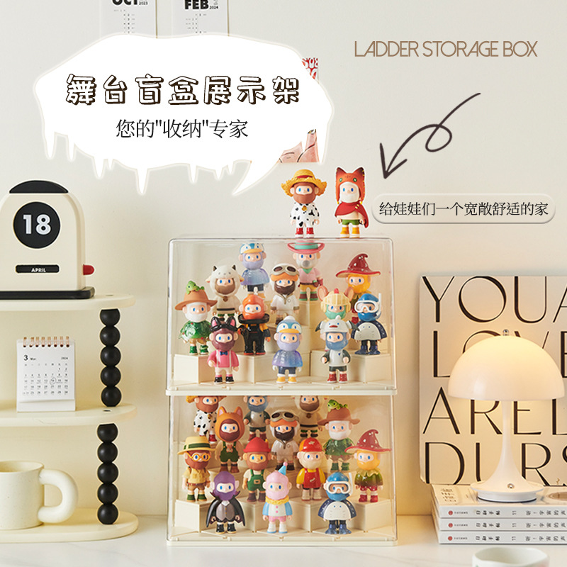 泡泡瑪特手辦展示盒防塵公仔娃娃收納展示架透明可疊加盲盒收納盒