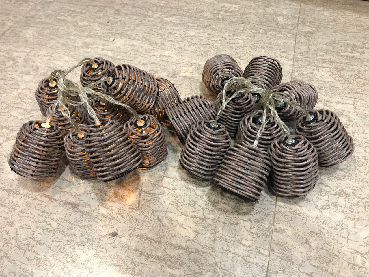 Ручной работы из ротанга абажур светодиодный свет струнный фонарь солнечный свет струнный фонарь