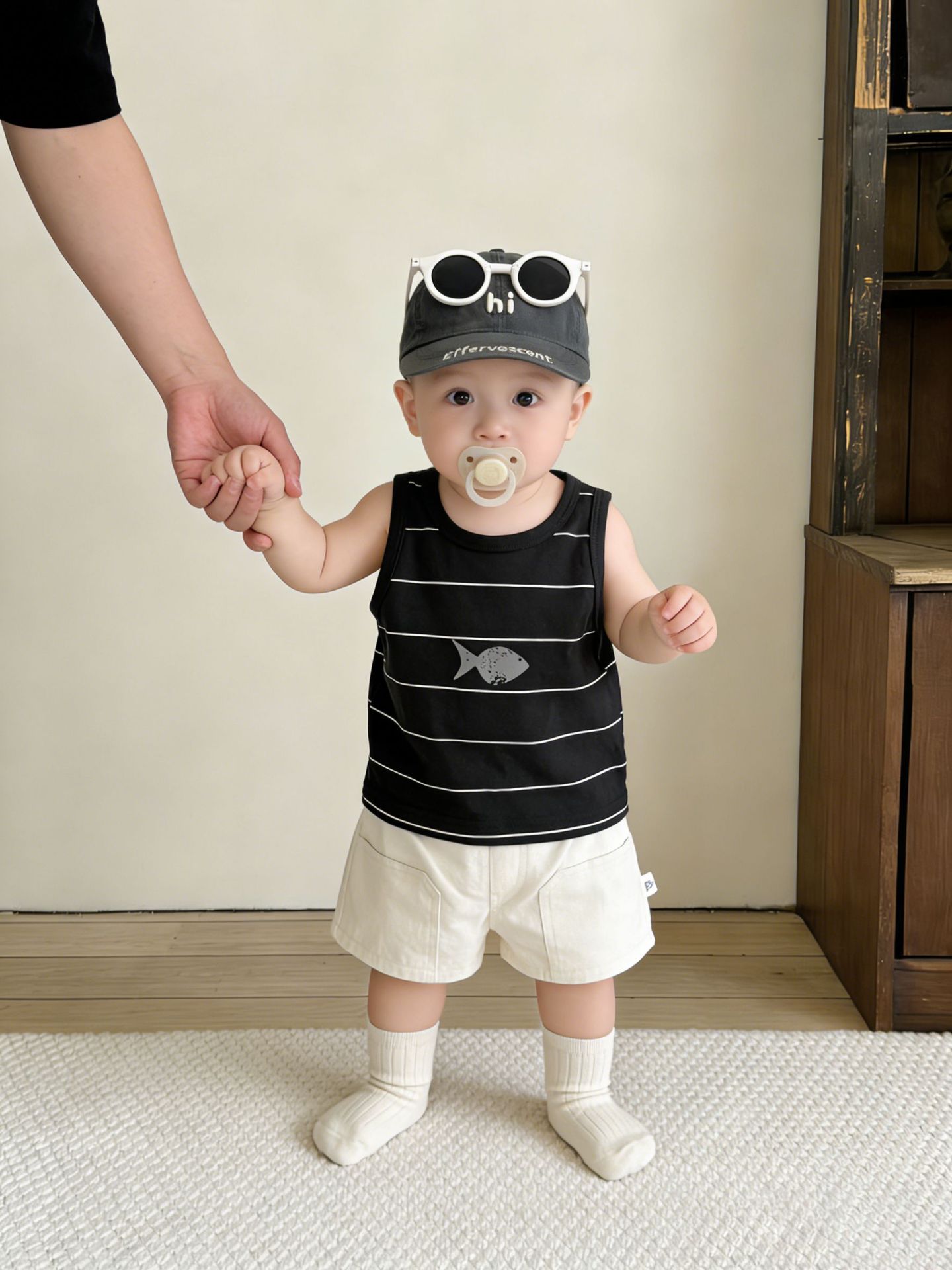 Chaleco a rayas de verano para niños, nueva ropa de bebé, dibujos animados lindos camisas sin mangas, ropa de bebé de verano