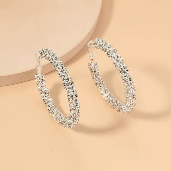 Trendy Minimalist Niche Design Circle Earrings That Make You Look Slimmer, Exaggerated Earrings, New Cross-Border Style, Cool and Understated Diamond-Studded Earrings
