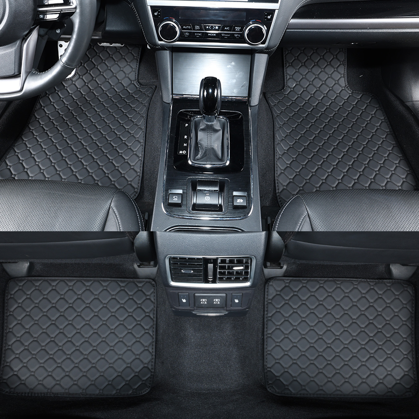 Universal car floor mats for all seasons, no tools required, quick installation, easy to clean and maintain, four-piece set