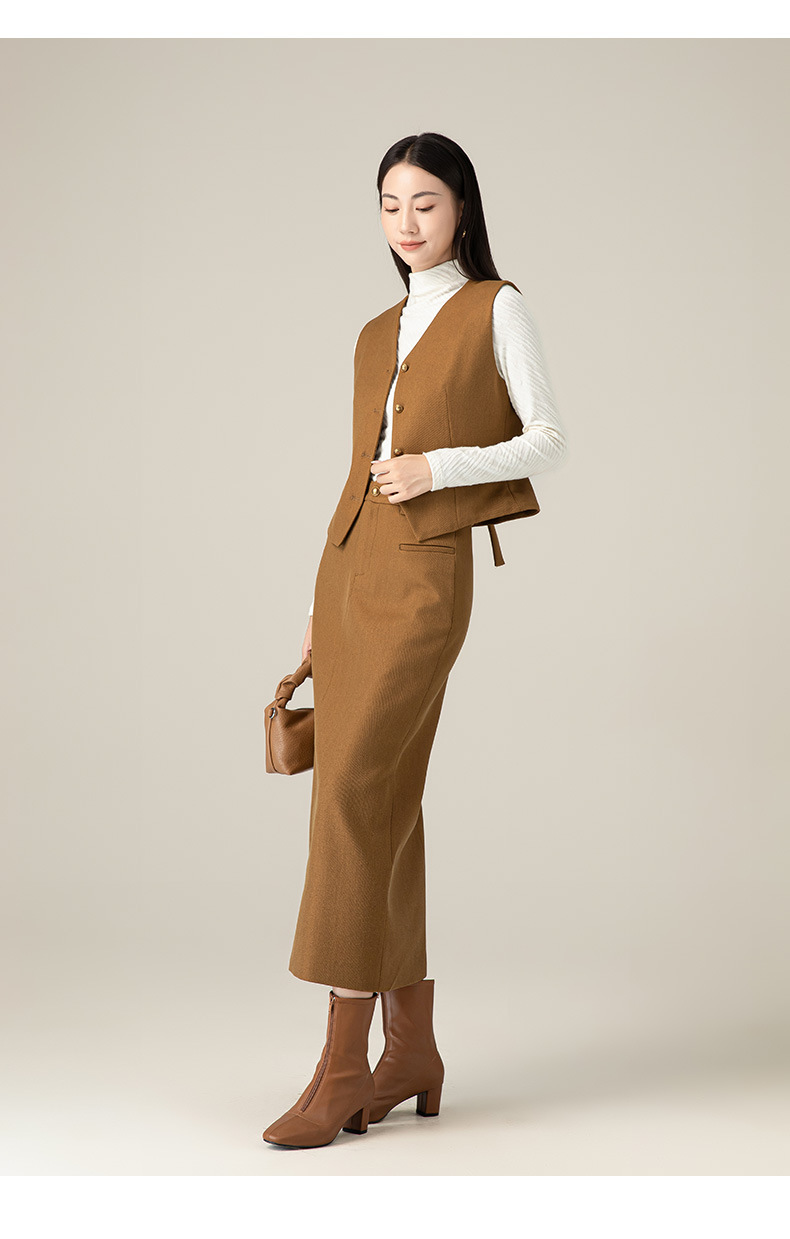 Bộ vest gile nữ len phong cách lịch lãm — Áo vest (64625) chi tiết 25