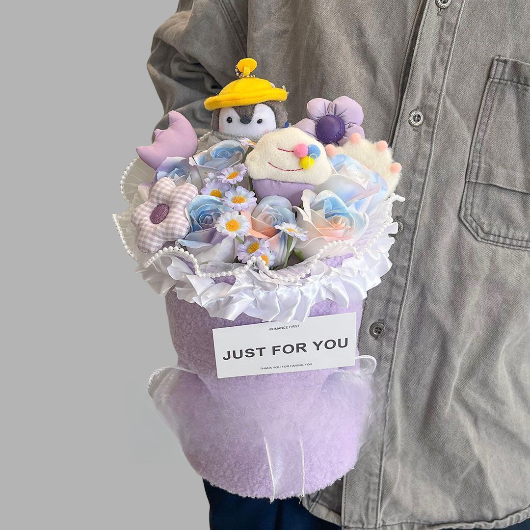 펭귄 비누 꽃 보라색