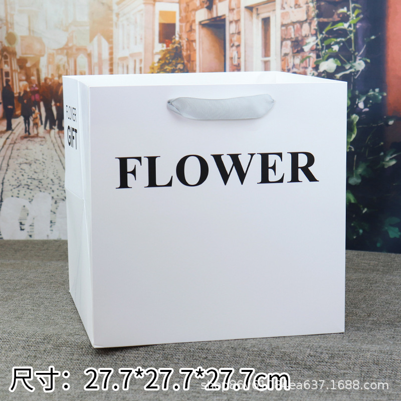 黒いflower正方形紙袋27.7*27.7*27.7; デフォルト項目