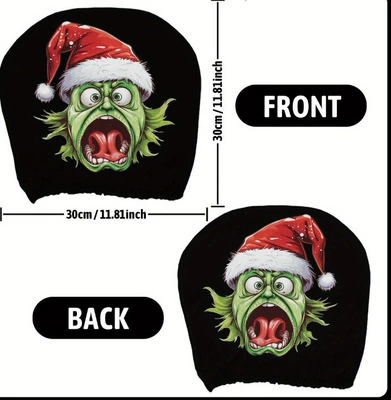 Universal seat cover — shipped on behalf of customers, car - christmas-hat-monster-double-sided-printing-1-piece
