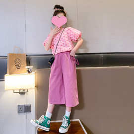 女童夏装套装洋气儿童大童时髦女童装女孩休闲阔腿裤女装两件套潮