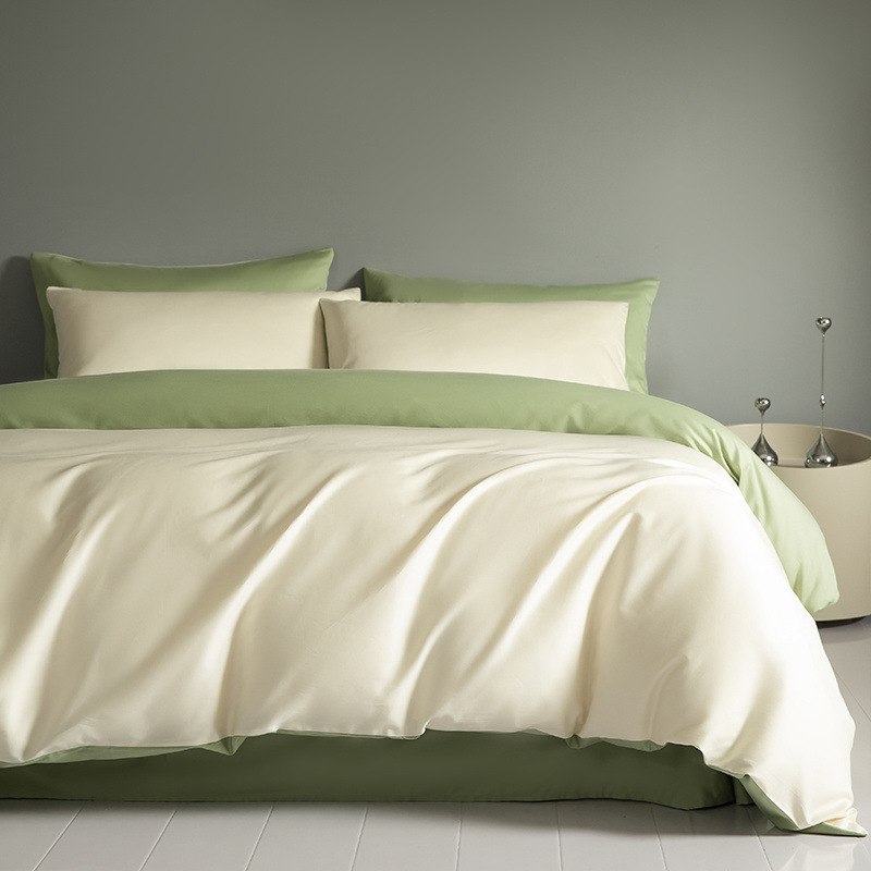 100 traje de cama de satén de algodón de fibra larga de cuatro piezas de algodón puro 2025 nuevo traje de tres piezas de funda de edredón de sábana de lujo ligero 4