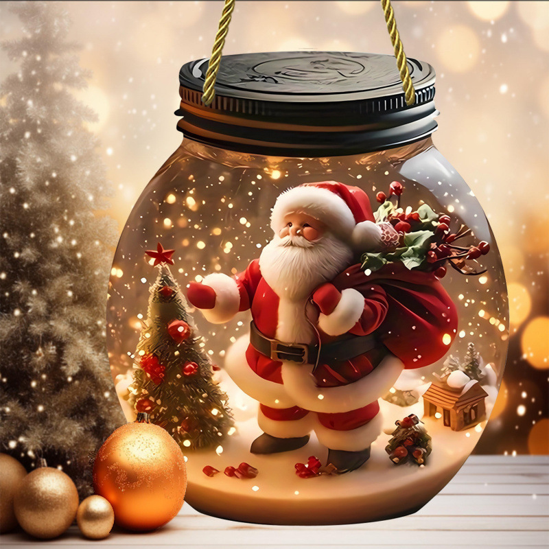 Explosiones transfronterizas de Navidad muñeco de nieve púrpura pintado ventana decoración porche con cadena colgante acrílico disco