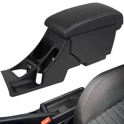 Armrest box – Central Handrail Original Factory - ordinary-rechargeable-model-armrest-central-channel-kit-black-with-white-lines-microfiber-leather
