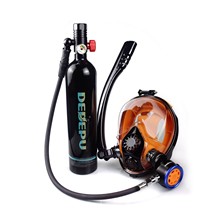 DEDEPU自由潜面镜潜水面罩带氧气瓶1L浮潜二宝呼吸管涉水潜水套装