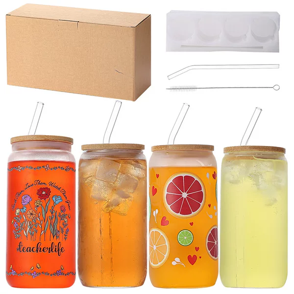 Popular Amazon Coke Cup 16oz Cross-Border High Borosilicate High-Temperature Resistant Glass Beverage Cup with Wooden Lid Coke Cup