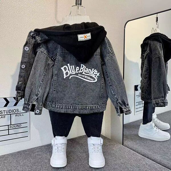Denim demi-season autumn jacket for boys